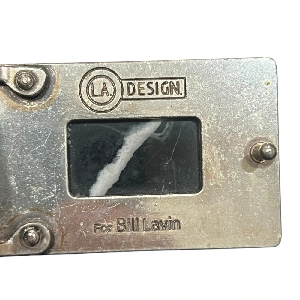 🖤 Leather Island by Bill Lavin‎ Belt w/ Decorative Marble-Style Buckle